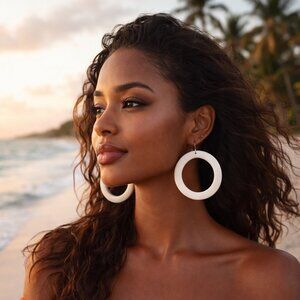 Oversized White Acrylic Hoop Earrings